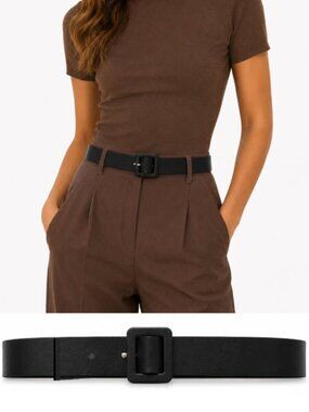 Marni Black Pebbled Leather Belt Sliding Buckle Medium